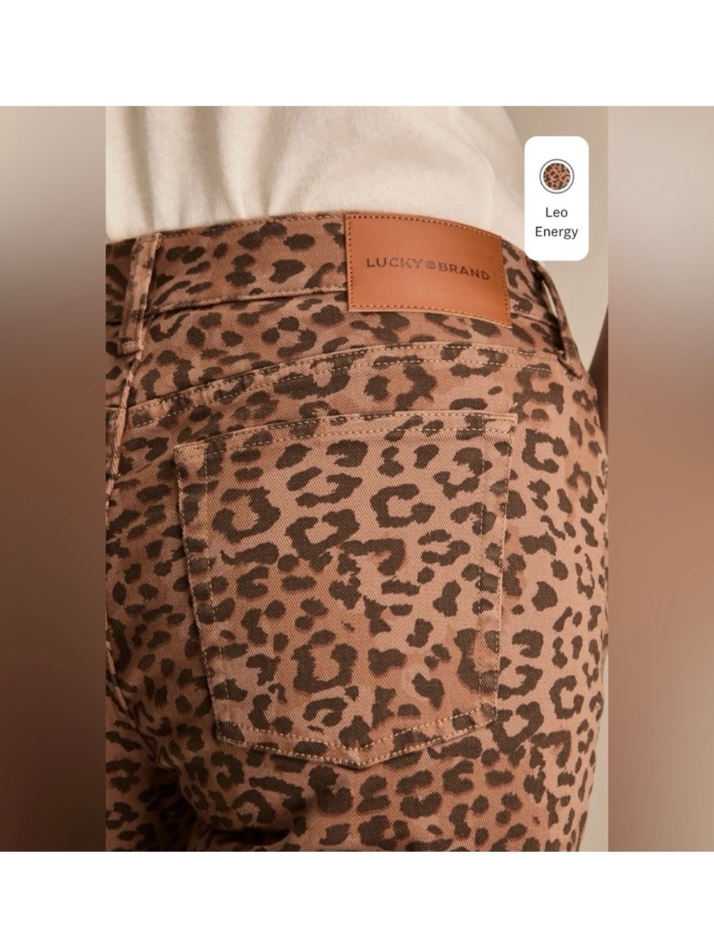 NWT Lucky Brand The Baggy Leopard Print Jeans 10/30 Brown Animal Print - Picture 4 of 13